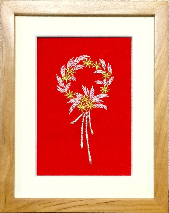 キット（ミニ額付）松ぼっくり | 植木刺繍｜花の刺繍画